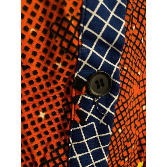 Mae Otti Shirt Womens 2XL Red Blue Yellow Button Up African Print Artsy NWT READ - Picture 3 of 11
